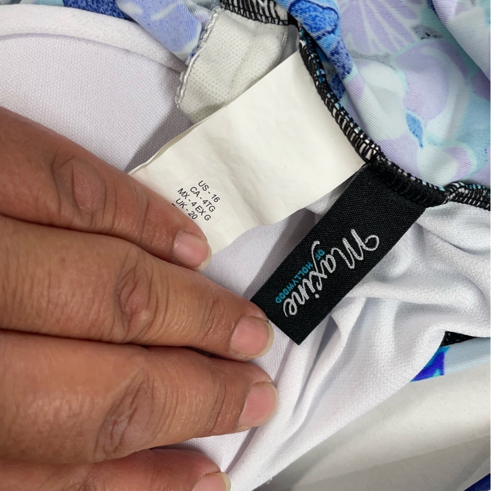 Maxine of Hollywood Blue and Purple Floral Swimwear - Picture 5 of 5